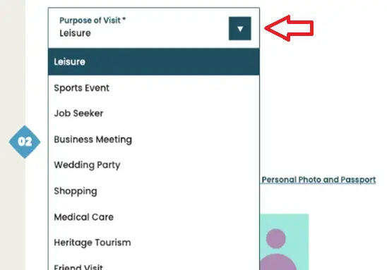 Choose Your Visit Purpose on Hayya