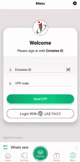 Sign in to Dubai Police App