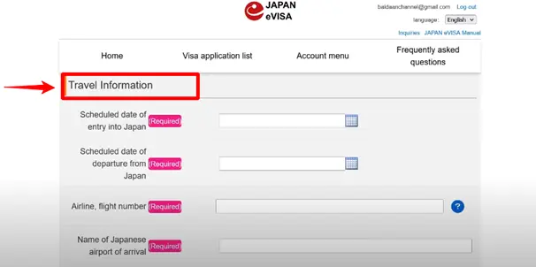 Fill in Travel Information